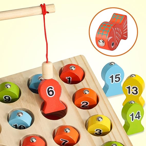 Wooden digital fishing game