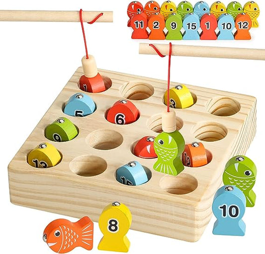 Wooden digital fishing game