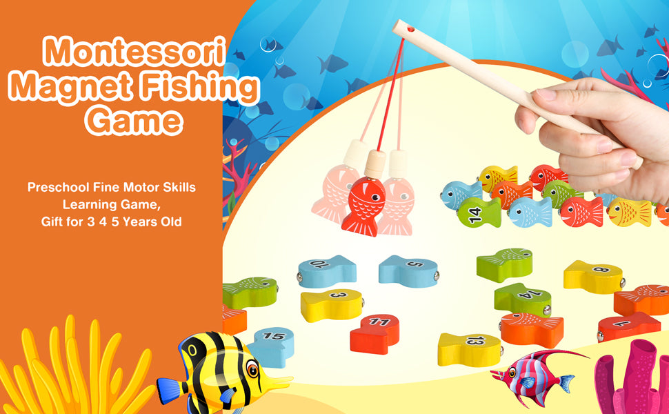 Wooden digital fishing game