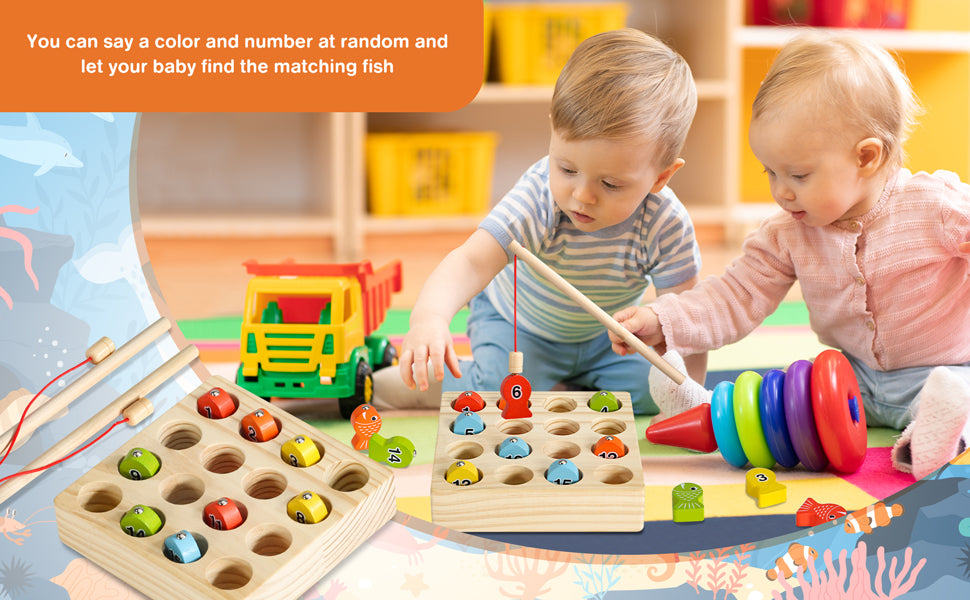 Wooden digital fishing game