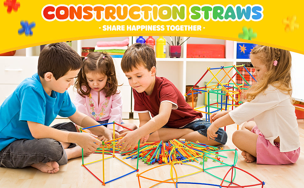 DIY Colorful Flexible Straw Pipe Building blocks