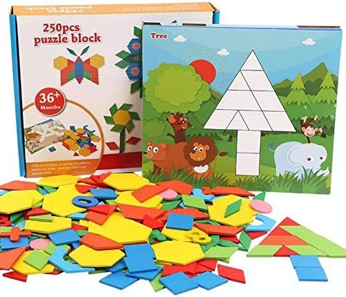 Wooden Pattern Puzzle Blocks 125 Pieces