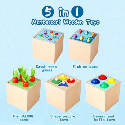 Montessori wooden box 5 in 1