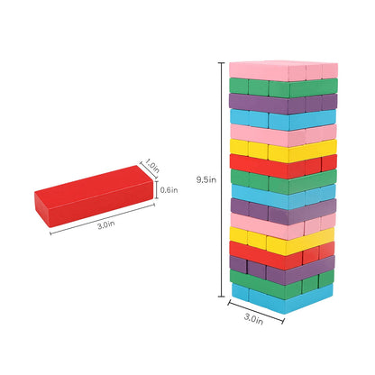 Wooden colorful 54 pieces Jenga