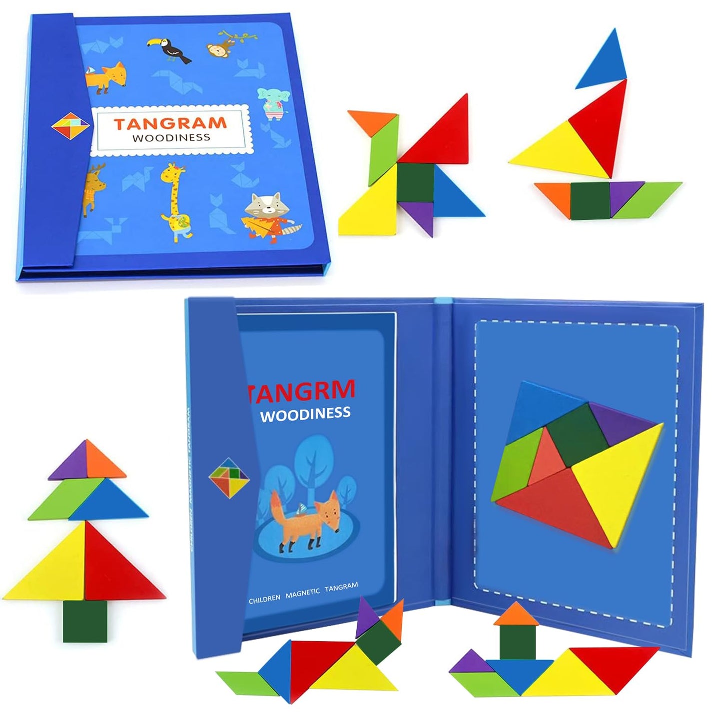Wooden tangram puzzle book