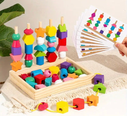 5 Column Sequencing Puzzle with Lacing (Wooden)