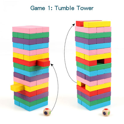 Wooden colorful 54 pieces Jenga