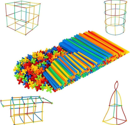 DIY Colorful Flexible Straw Pipe Building blocks