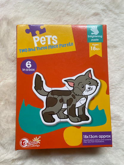 Two and Three Piece Jigsaw Puzzles for Toddlers – Pets