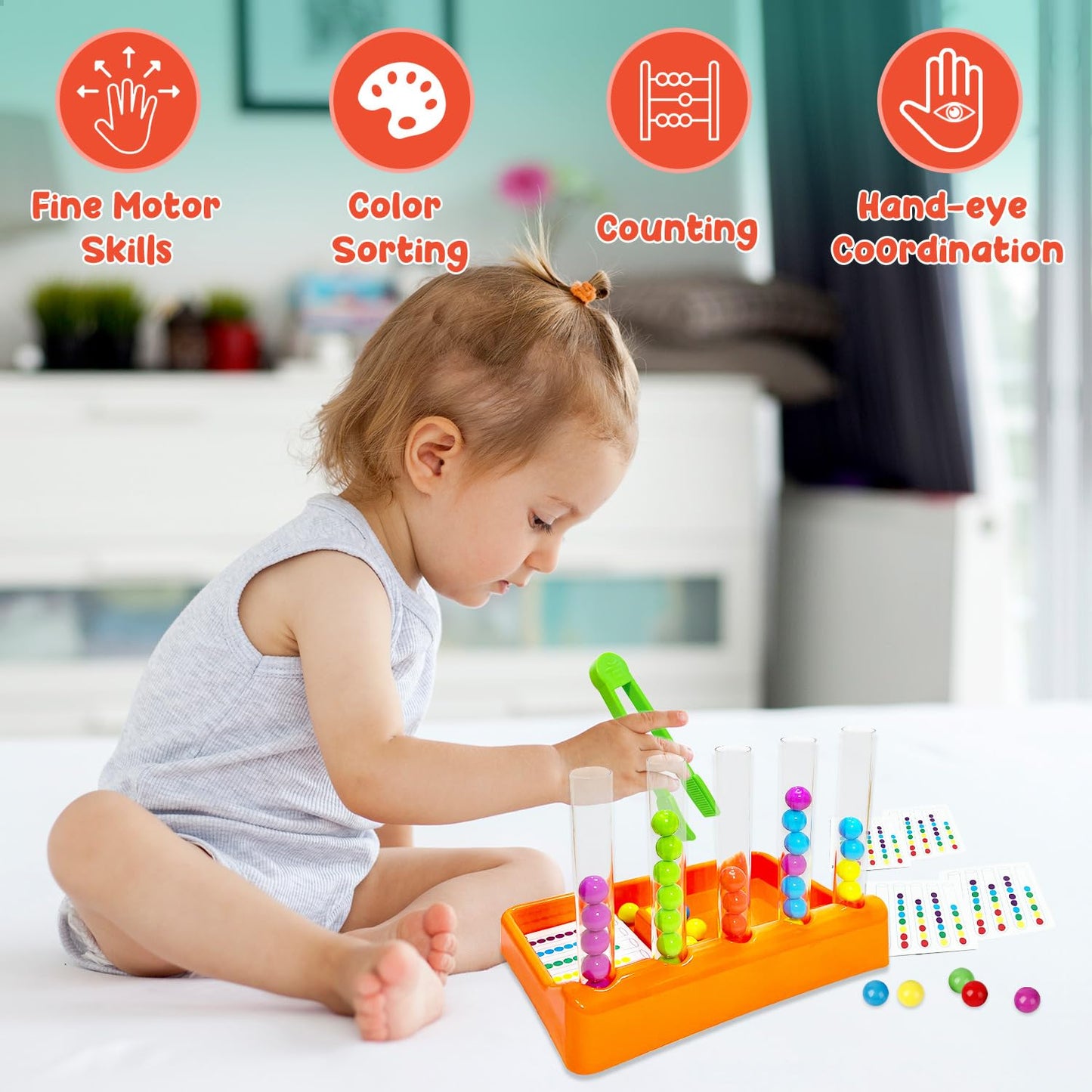 Test tube beads sorting toy