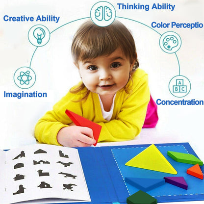 Wooden tangram puzzle book