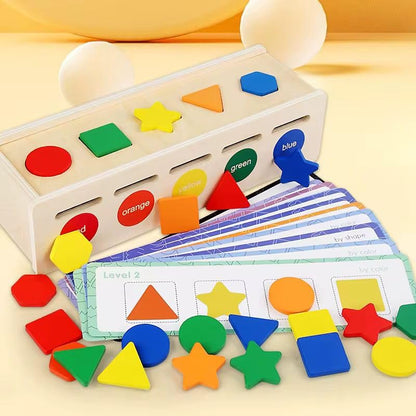 Wooden shape and color sorting box