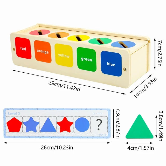 Wooden shape and color sorting box