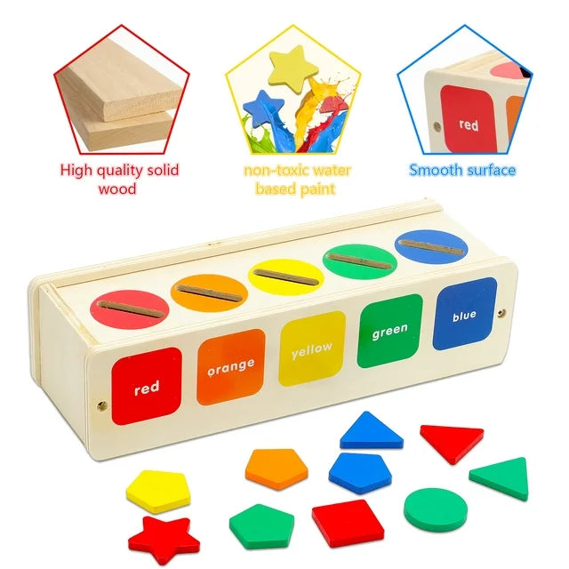 Wooden shape and color sorting box