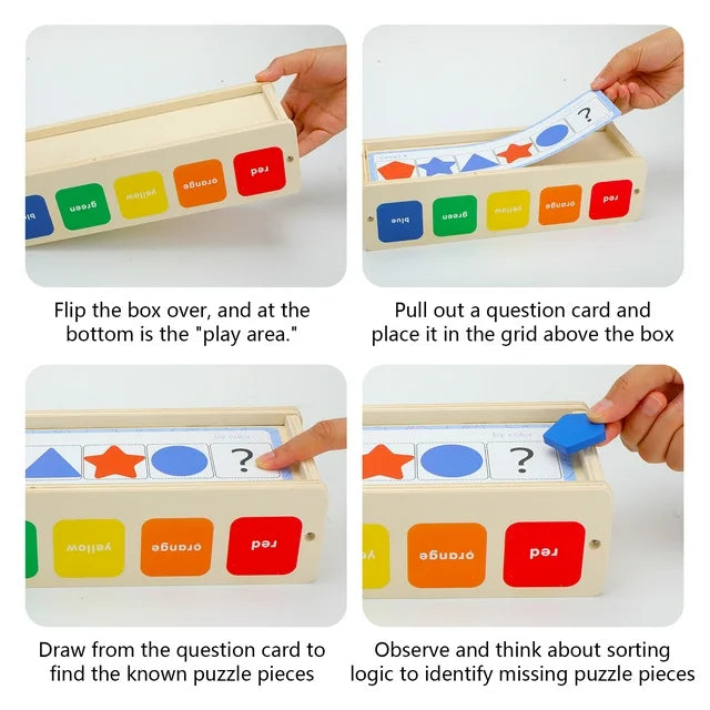 Wooden shape and color sorting box