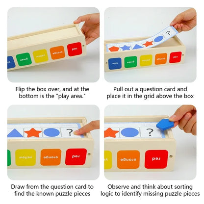 Wooden shape and color sorting box