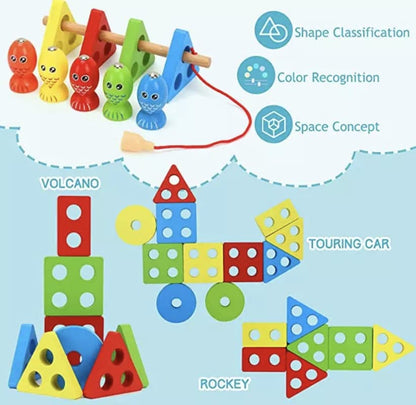 Four column shape set & fishing game